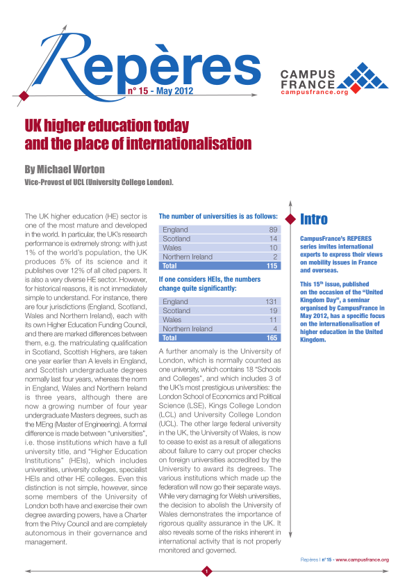 UK higher education today and the place of internationalisation