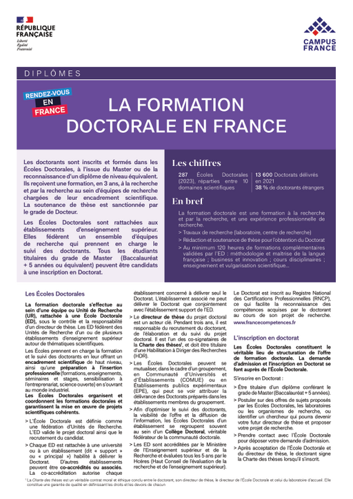 La formation doctorale en France