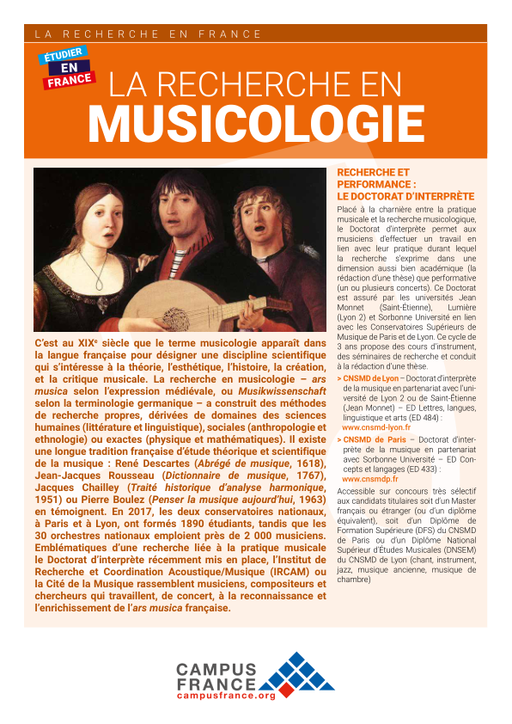 La recherche en Musicologie