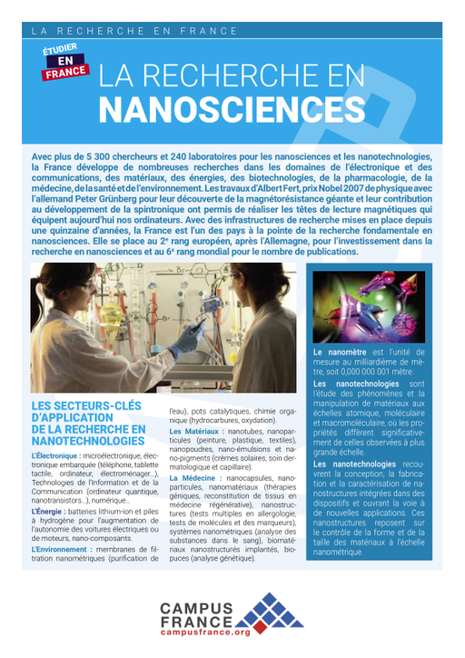 La recherche en Nanosciences