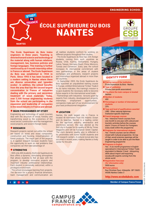Ecole Supérieure du Bois - Nantes