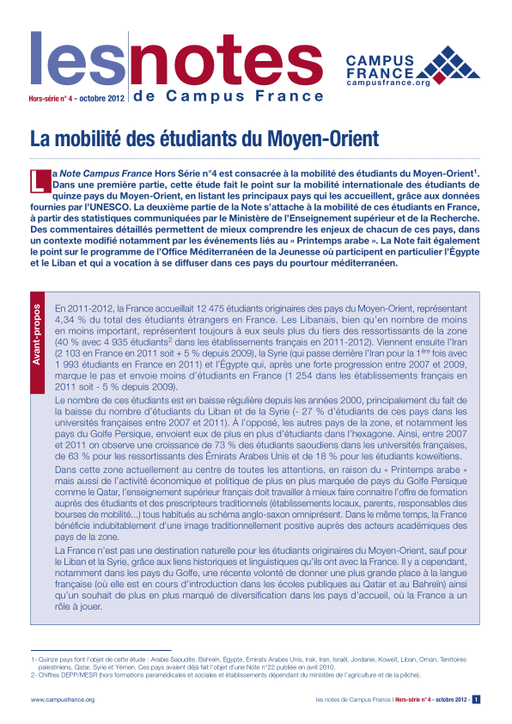 La mobilité des étudiants du Moyen-Orient