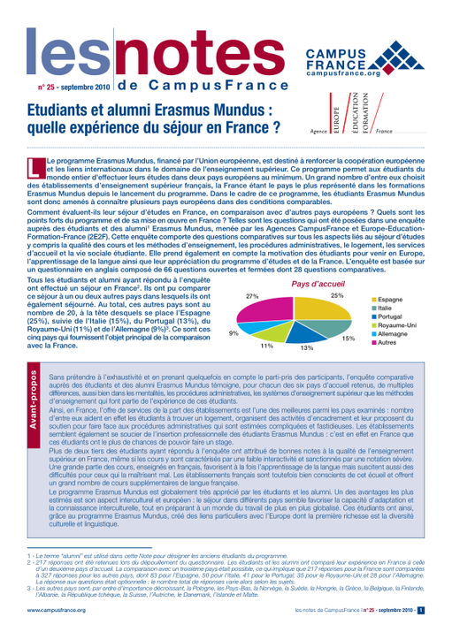 Etudiants et alumni Erasmus Mundus : quelle expérience du séjour en France ?