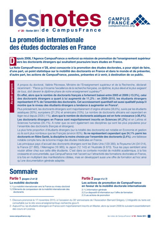 La promotion internationale des études doctorales en France