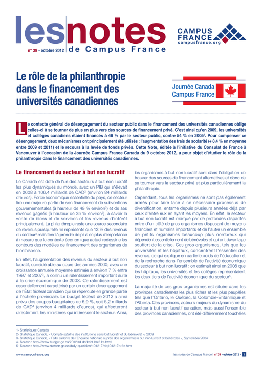 Le rôle de la philanthropie dans le financement des universités canadiennes