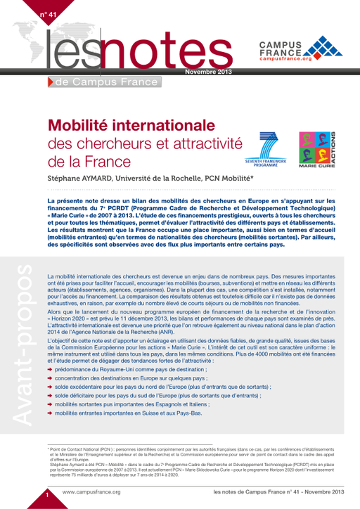 Mobilité internationale des chercheurs et attractivité de la France