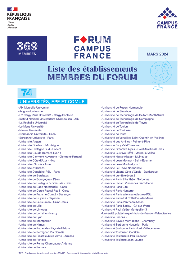 Membres du Forum Campus France
