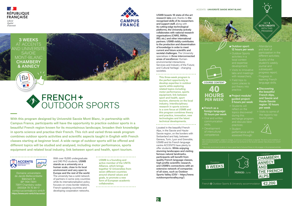Plaquette French + Outdoor Sports