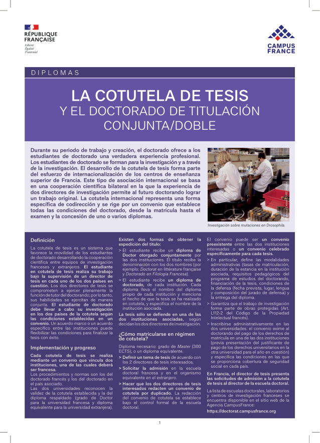 La cotutela de tesis y el doctorado de titulación conjunta/doble