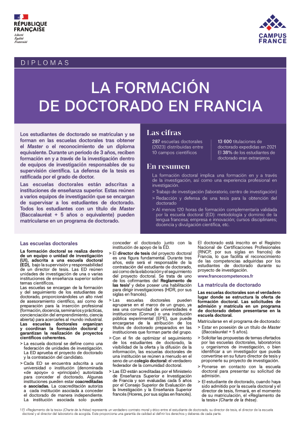 La formación de doctorado en Francia