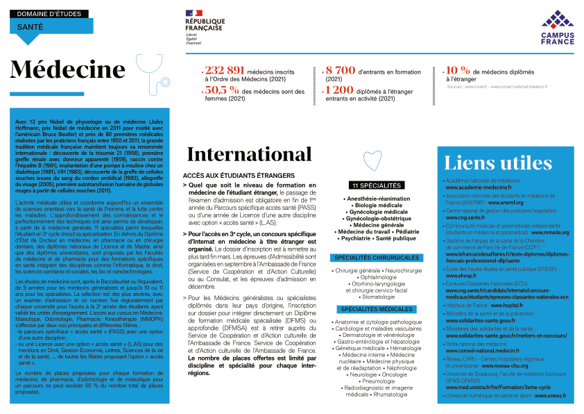 Medecine etudiant international canada