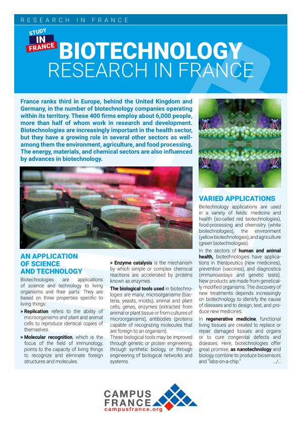 Biotechnology research in France