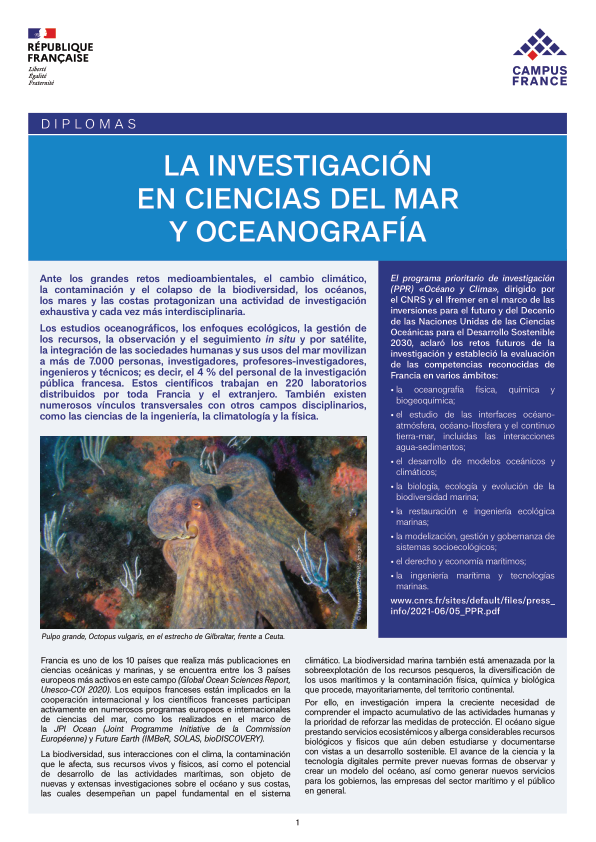 La investigación en ciencias del mar y oceanografía