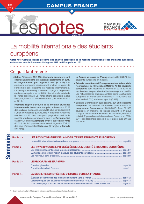 La mobilité internationale des étudiants européens