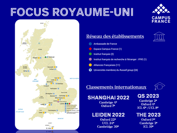 Le réseau d'établissements au Royaume-Uni