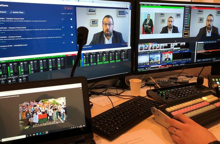 régie du studio Campus France Live