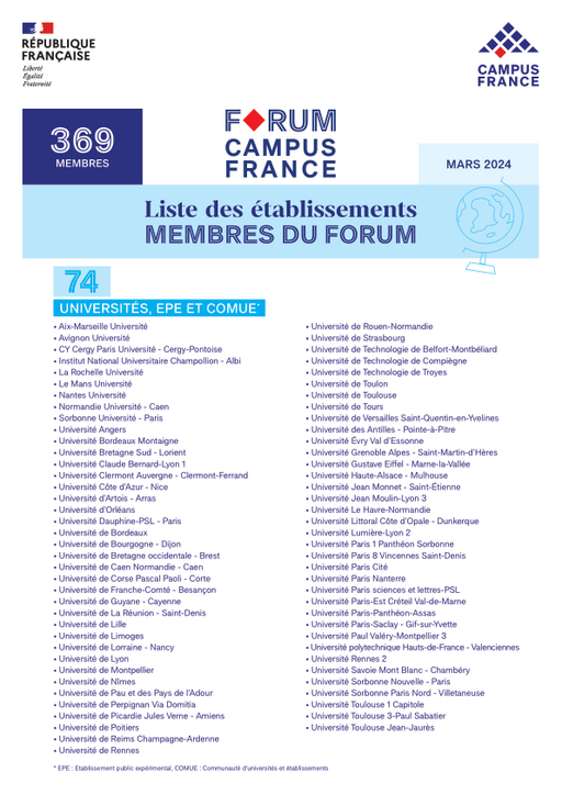 Membres du Forum Campus France