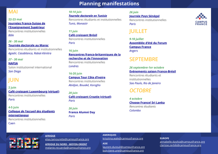 Planning des manifestations