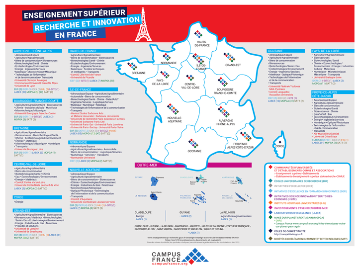 Carte Enseignement Superieur Recherche Et Innovation En France