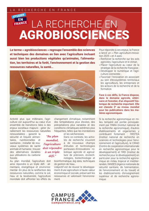 La recherche en Agrobiosciences