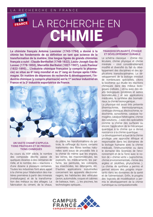 La recherche en Chimie