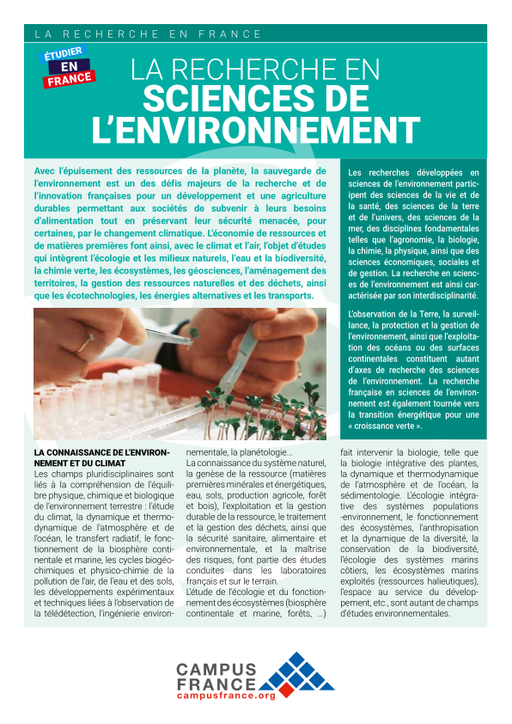 La recherche en Sciences de l'Environnement