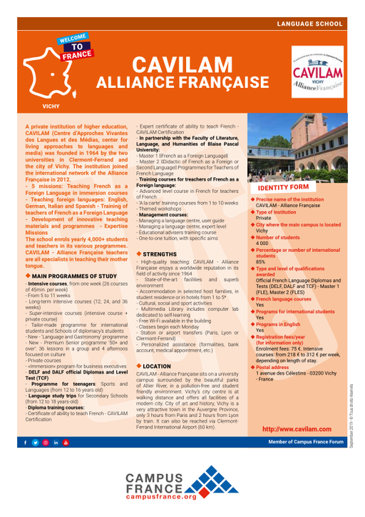 cavilam alliance française campus france english lang estate flyer