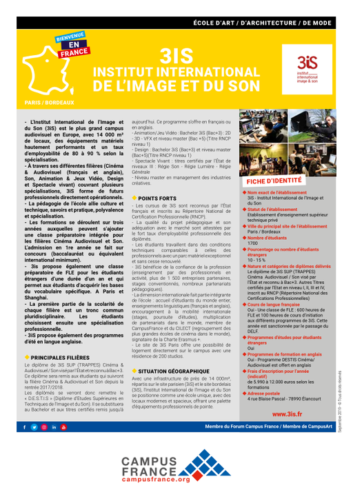 Institut International de l'Image et du Son - 3IS - Paris / Bordeaux