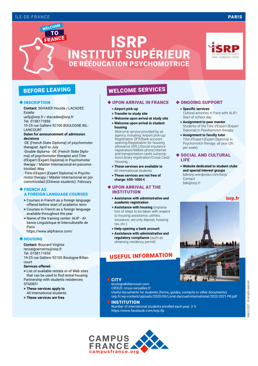 ISRP - Institut supérieur de rééducation psychomotrice