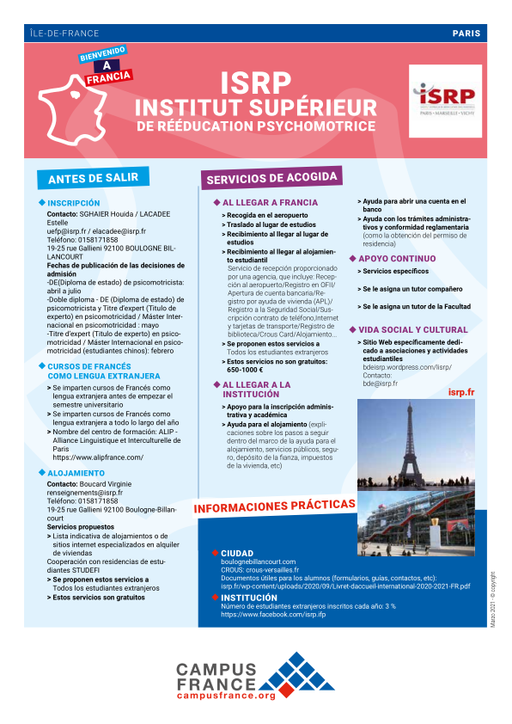 ISRP - Institut supérieur de rééducation psychomotrice