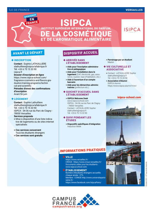 ISIPCA - Institut supérieur international du parfum, de la cosmétique et de l'aromatique alimentaire