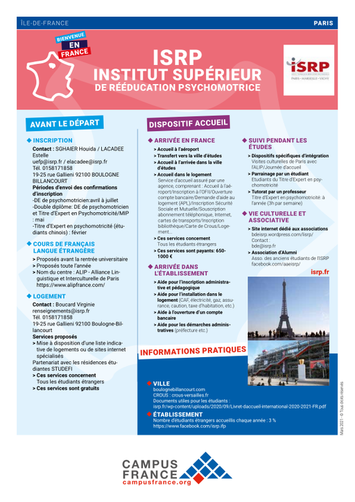 ISRP - Institut supérieur de rééducation psychomotrice