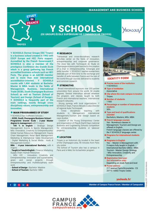 Groupe Ecole Superieure De Commerce De Troyes Campus France