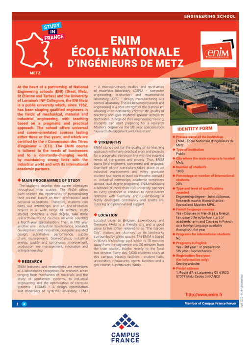 ENIM - Ecole Nationale d•Ingénieurs de Metz