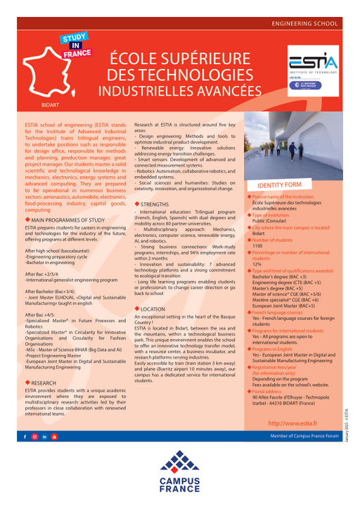 Ecole Supérieure des technologies industrielles avancées