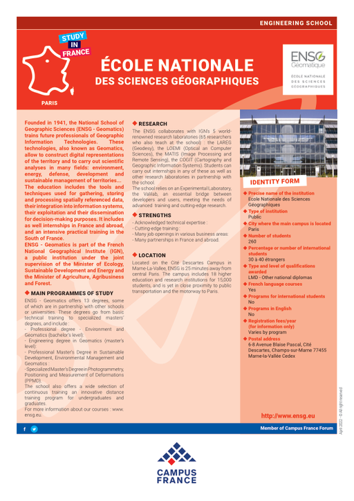 Ecole Nationale des Sciences Géographiques