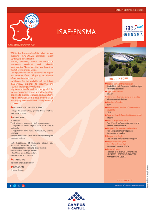 École nationale supérieure de mécanique et d'aérotechnique (ISAE-ENSMA)