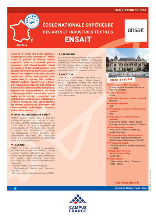 Ecole Nationale Supérieure des Arts & Industries Textiles - ENSAIT
