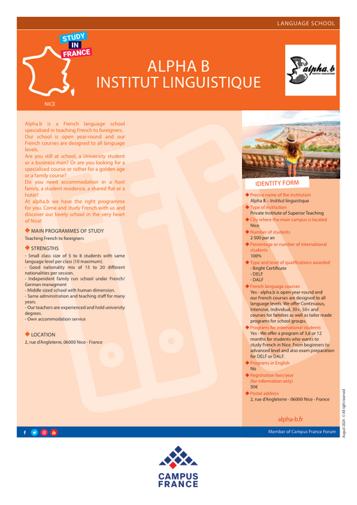 Alpha B Institut linguistique