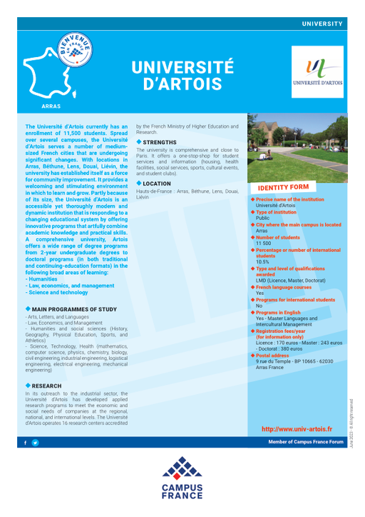 Université d'Artois, Arras