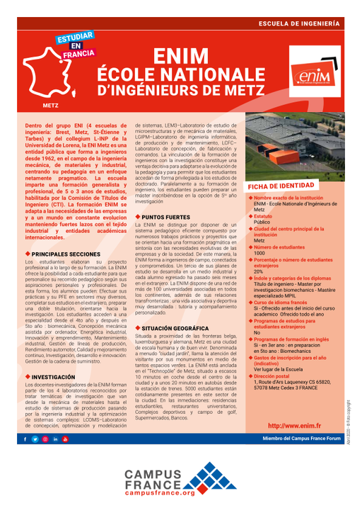 ENIM - Ecole Nationale d•Ingénieurs de Metz