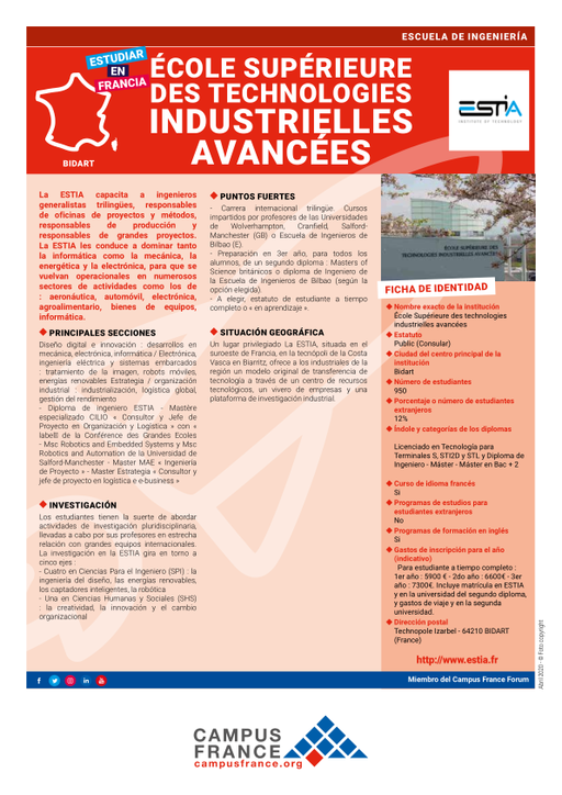 Ecole Supérieure des technologies industrielles avancées