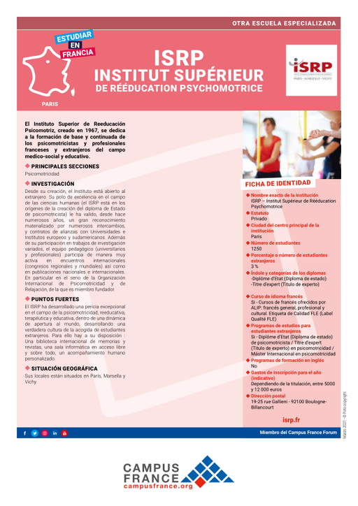 ISRP - Institut supérieur de rééducation psychomotrice