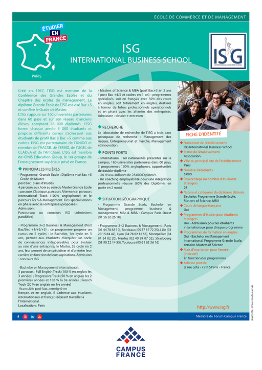 ISG- Institut supérieur de gestion