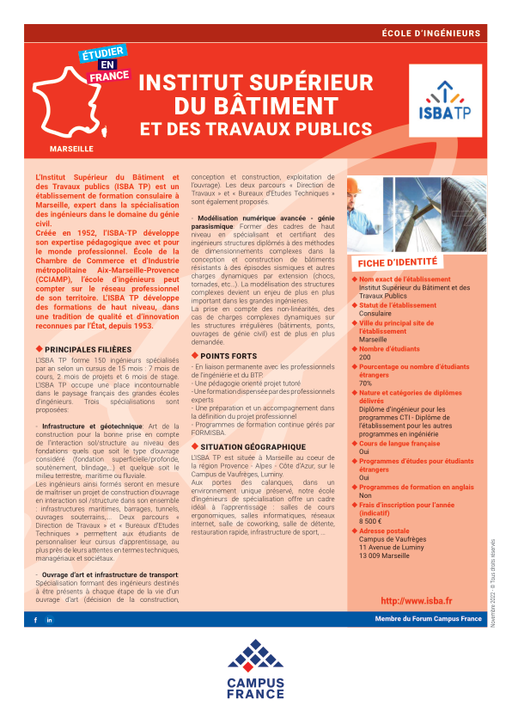 Institut Supérieur du Bâtiment et des Travaux Publics
