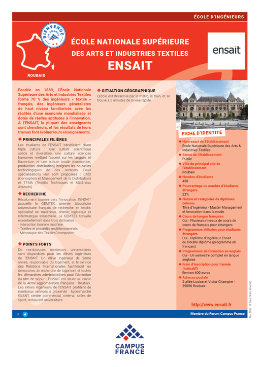 Ecole Nationale Supérieure des Arts & Industries Textiles - ENSAIT