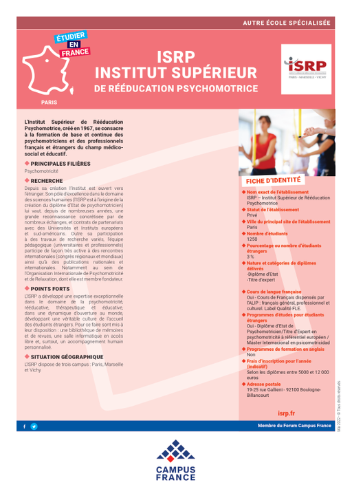 ISRP - Institut supérieur de rééducation psychomotrice