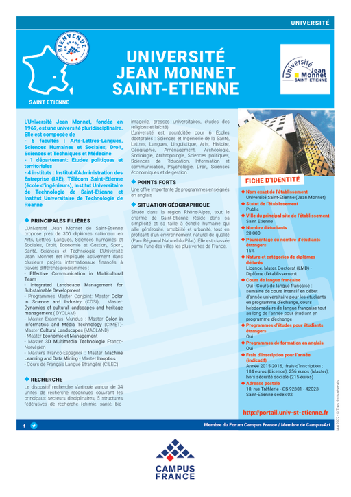 Walter Cunningham spontaneous Approval Université Saint-Etienne (Jean Monnet) | Campus France