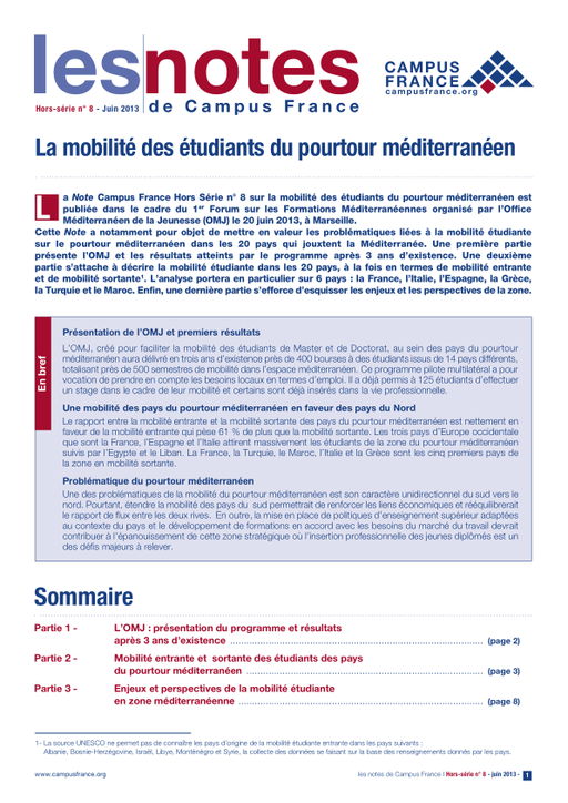La mobilité des étudiants du pourtour méditerranéen