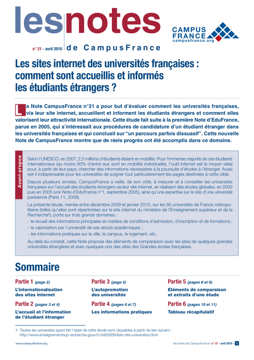 Les sites internet des universités françaises : comment sont accueillis et informés les étudiants étrangers ?
